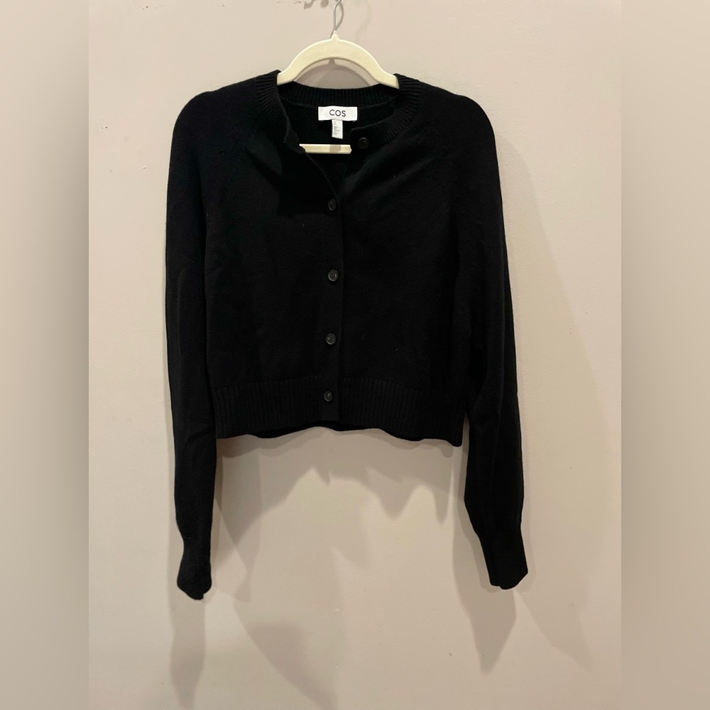 COS Black Cardigan Sweater with Blouson Sleeves NWOT - Picture 4 of 13